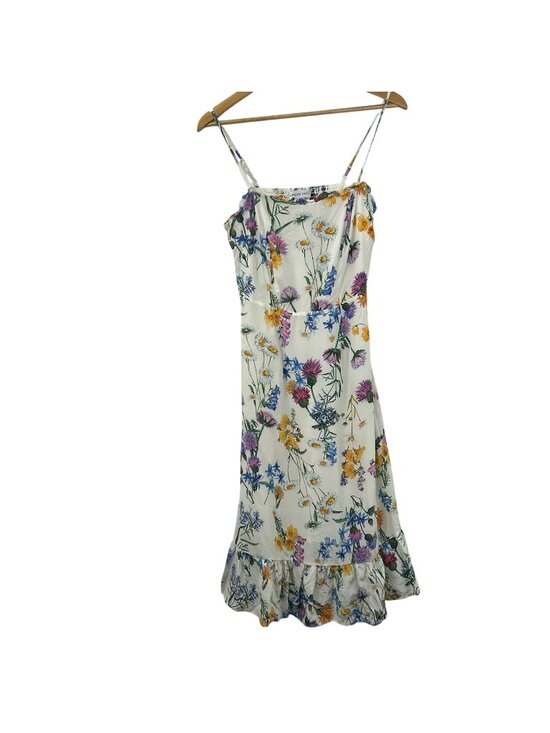 Amour Vert Dresses & Skirts - Amour Vert Floral Print Sleeveless Mini Dress Womens Small 100% Silk Ruffled Hem